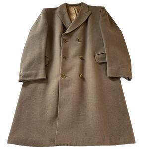 Vtg Jonathan Perth Cashmere Blend Tan Double Breasted Trench Overcoat Chest 46